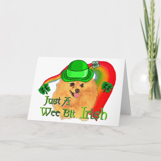 Pomeranian st patricks day kort (Framsida)