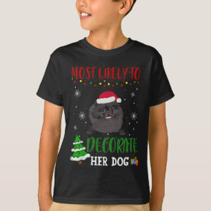 Pomeranian Svart Hund Jul Mest Sannolikt Dekoratio T Shirt