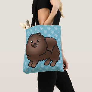 Pomeranian Tecknad Hund I Brun Färg Päls Tygkasse