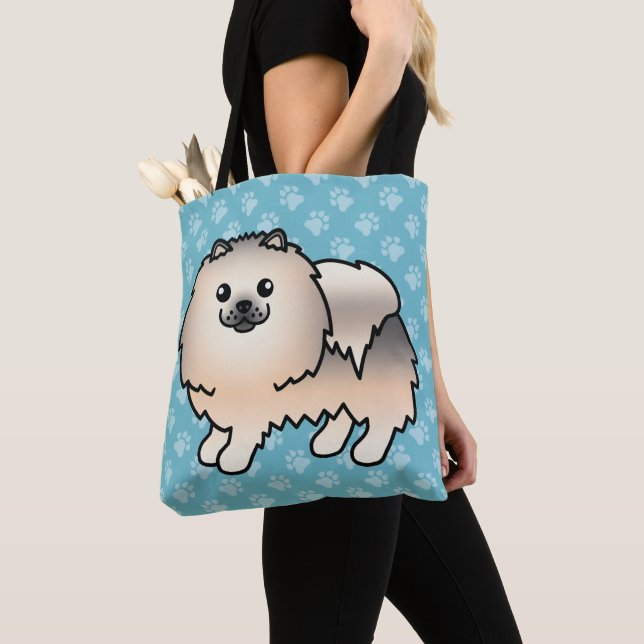 Pomeranian Tecknad Hund i Creme Sable Päls Tygkasse (Närbild)