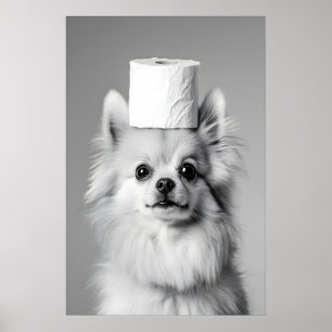 Pomeranian Toalettpappersrulletryck, Roligt Badrum Poster