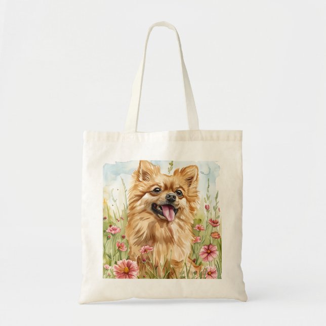 Pomeranian Tote Bag – Dog Lover Gift Tygkasse (Framsidan)