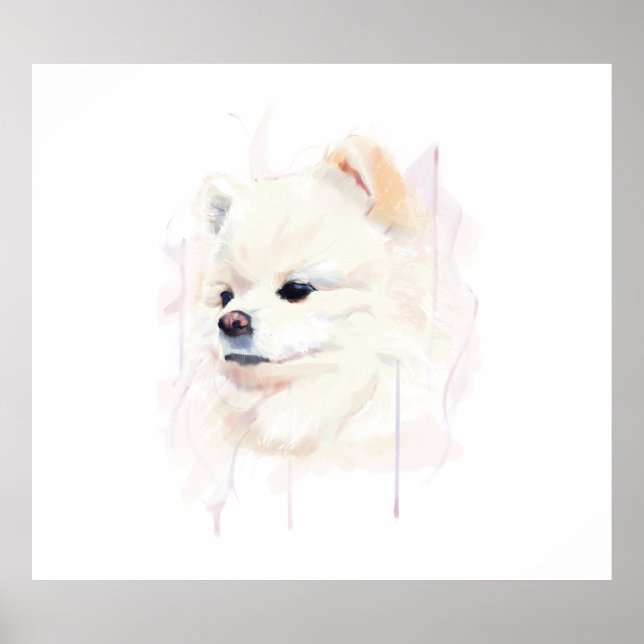 Pomeranian Väggkonst Affisch, Akvarellmålning (Framsidan)
