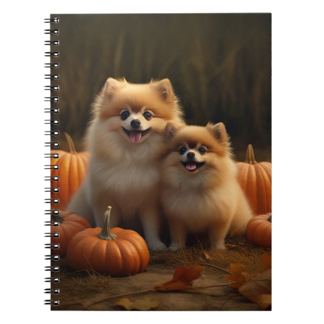 Pomeranian-valp Höstglädje Pumpa Anteckningsbok (Framsidan)