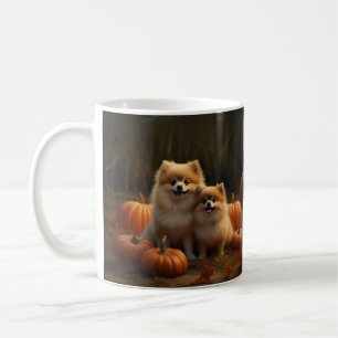 Pomeranian Valp Höstglädje Pumpa Kaffemugg