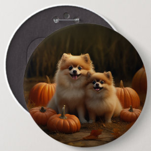 Pomeranian Valp Höstglädje Pumpa Knapp