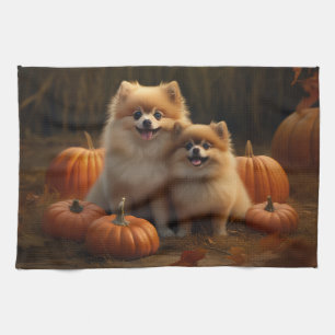 Pomeranian Valp Höstglädje Pumpa Kökshandduk