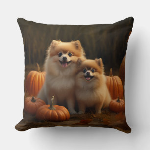 Pomeranian Valp Höstglädje Pumpa Kudde