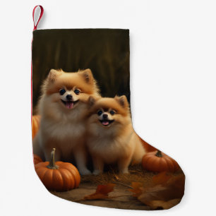 Pomeranian-valp Höstglädje Pumpa Liten Julstrumpa