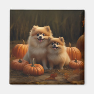 Pomeranian Valp Höstglädje Pumpa Magnet