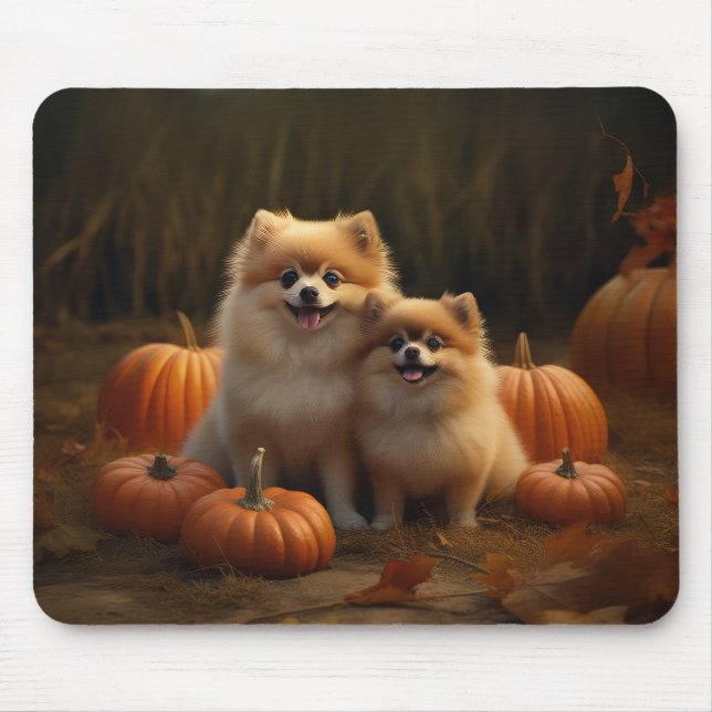 Pomeranian Valp Höstglädje Pumpa Musmatta (Framsidan)
