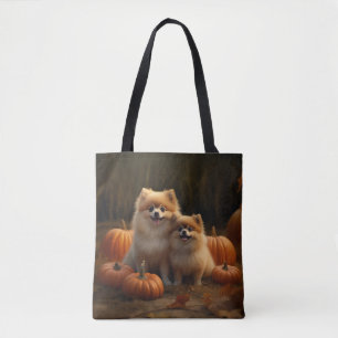 Pomeranian Valp Höstglädje Pumpa Tygkasse