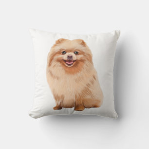 Pomeranian Vattenfärg Konstnärlig Målning Kudde