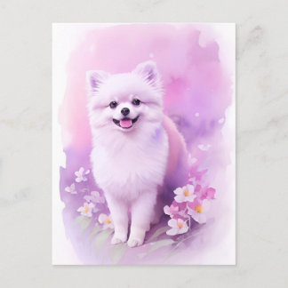 Pomeranian Vattenfärgporträtt 1 Vykort
