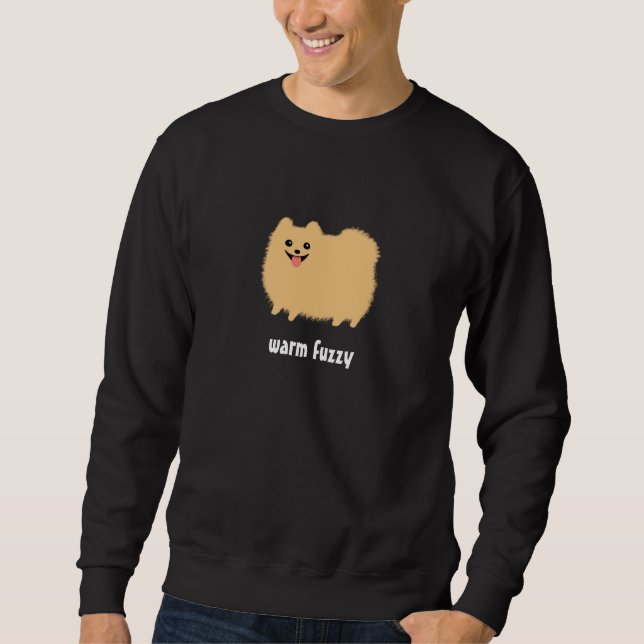 Pomeranian "Warm Fuzzy" Söt Hund med Anpassad Text Sweatshirt (Framsida)