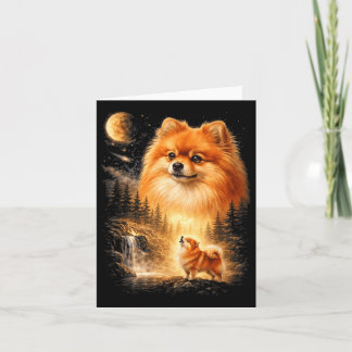 Pomeranian ylar mot månen vintage mystisk kort