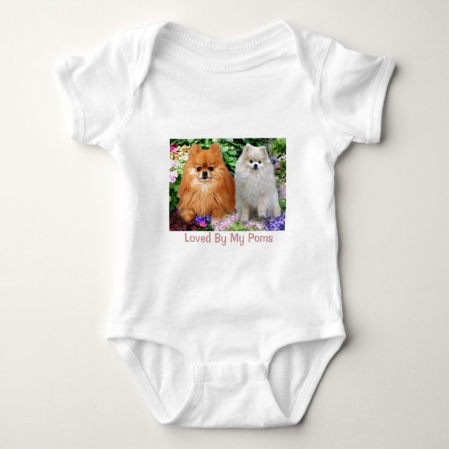 Pomeranians spädbarnranka t-shirt (Framsida)
