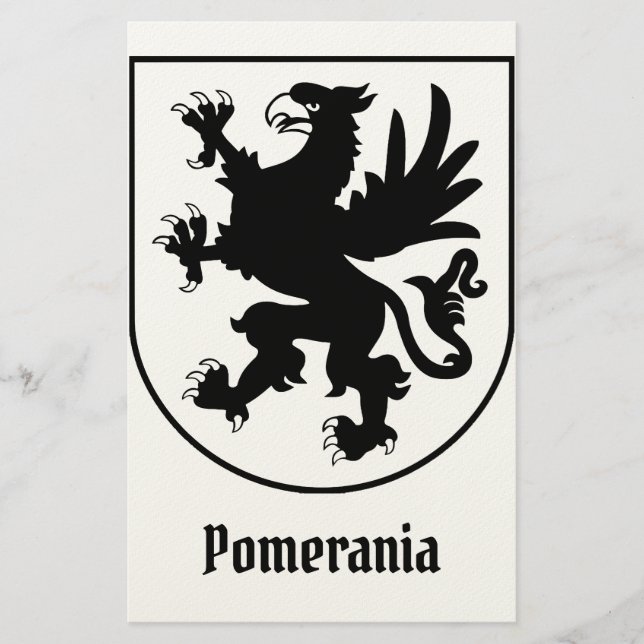 Pomeraniens vapensköld Svart och vit heraldik Brevpapper (Framsida)