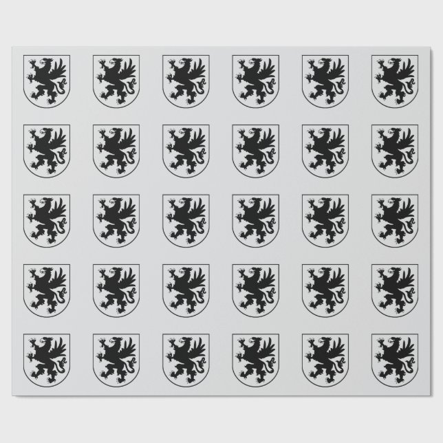 Pomeraniens vapensköld Svart och vit heraldik Presentpapper (Platt)