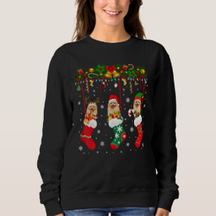 Pomeranska i Sock Julafton Reindeer Santa Elf Hund T Shirt