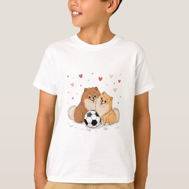 Pomerarias with soccer ball for Valentine's Day T Shirt (Framsida)