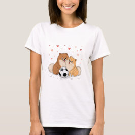 Pomerarias with soccer ball for Valentine's Day T Shirt