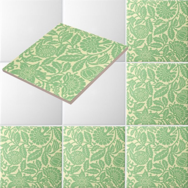 Pomgranat- och blomsterchintzmönster från den vikt kakelplatta (Skapare uppladdad)