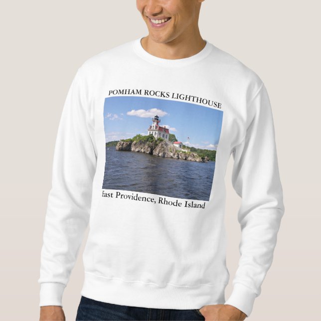 Pomham Sten fyr, E Providence Rhode island Lång Ärmad Tröja (Framsida)