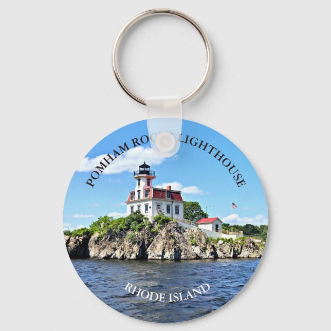 Pomham Sten Lighthouse, Rhode island Keychain Nyckelring (Framsida)
