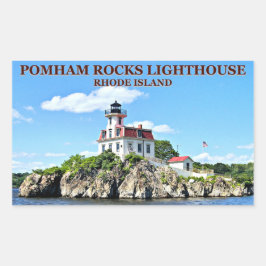 Pomham Sten Lighthouse, Rhode island Stickers Rektangulärt Klistermärke