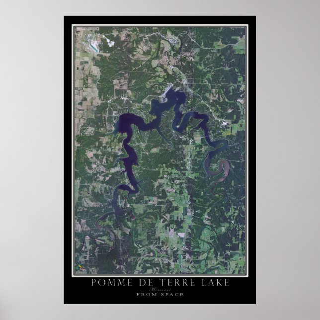 Pomme de Terre Sjö Missouri Satellite Poster Karta (Framsidan)