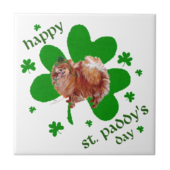 Pommeranian St. Patrick's Day Kakelplatta (Framsidan)
