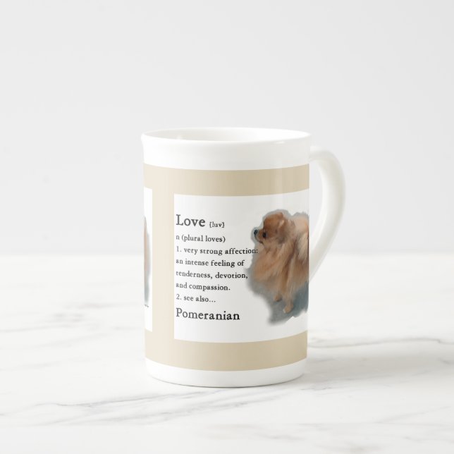Pommern Älskare Gifts Benporslin Mugg (Framsida höger)