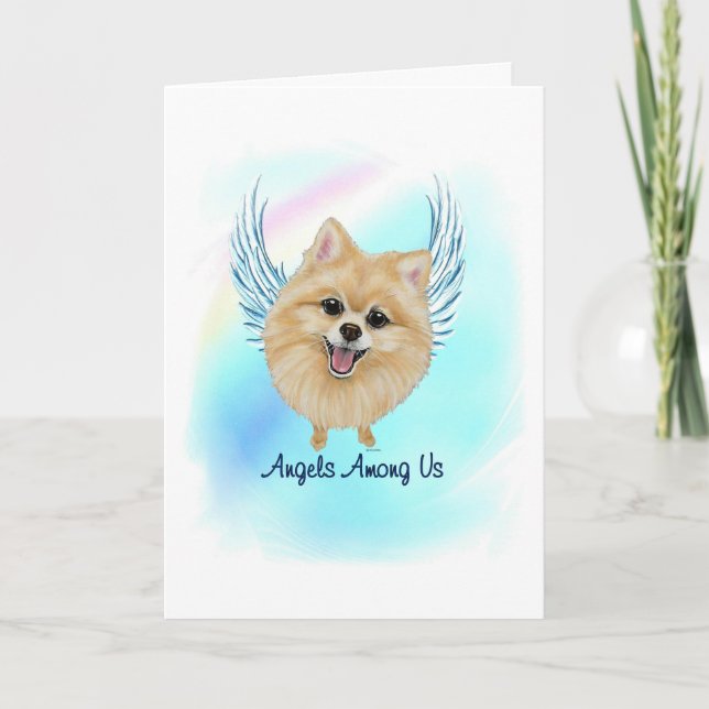 Pommern Angel Hund Pet Loss Sympathy Card Tack Kort (Framsida)