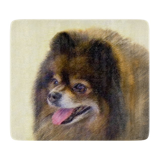 Pommern Black and Tan Painting Original Hund Art (Framsidan)