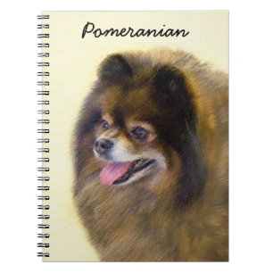 Pommern Black and Tan Painting Original Hund Art Anteckningsbok