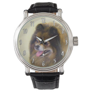 Pommern Black and Tan Painting Original Hund Art Armbandsur