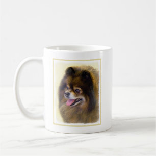 Pommern Black and Tan Painting Original Hund Art Kaffemugg