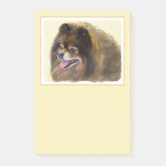Pommern Black and Tan Painting Original Hund Art Post-it Block (Framsida)