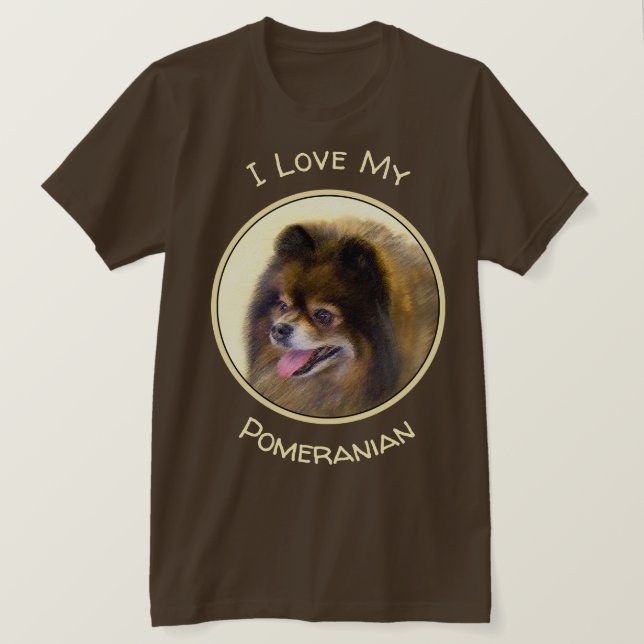 Pommern Black and Tan Painting Original Hund Art T Shirt (Design framsida)