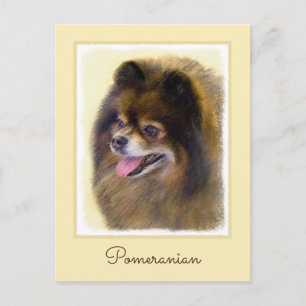 Pommern Black and Tan Painting Original Hund Art Vykort