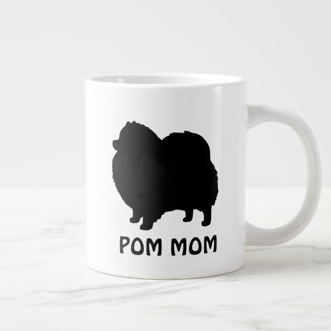 Pommern Black Hund Silhouettes med Anpassningsbar  Jumbo Mugg (Höger)