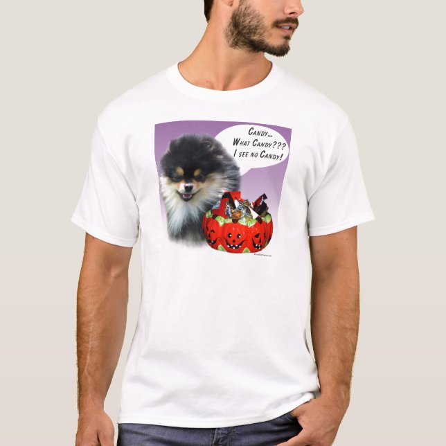 Pommern (blktan) Halloween Candy T-shirt (Framsida)