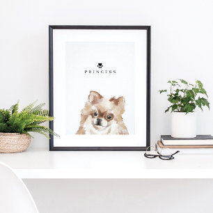 Pommern Collie Watercolor Illustration Hund Namn Poster