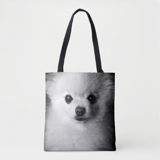 Pommern Cute Hund Photo Tote Bag Tygkasse (Framsida)
