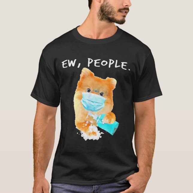 Pommern Ew People Hund som bar en Ansikte-mask T Shirt (Framsida)