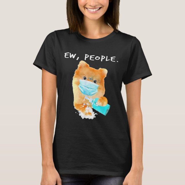 Pommern Ew People Hund som bar en Ansikte-mask T Shirt (Framsida)