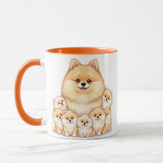 Pommern Family Mugg - Cute och Fluffy Hund älskare (Vänster)