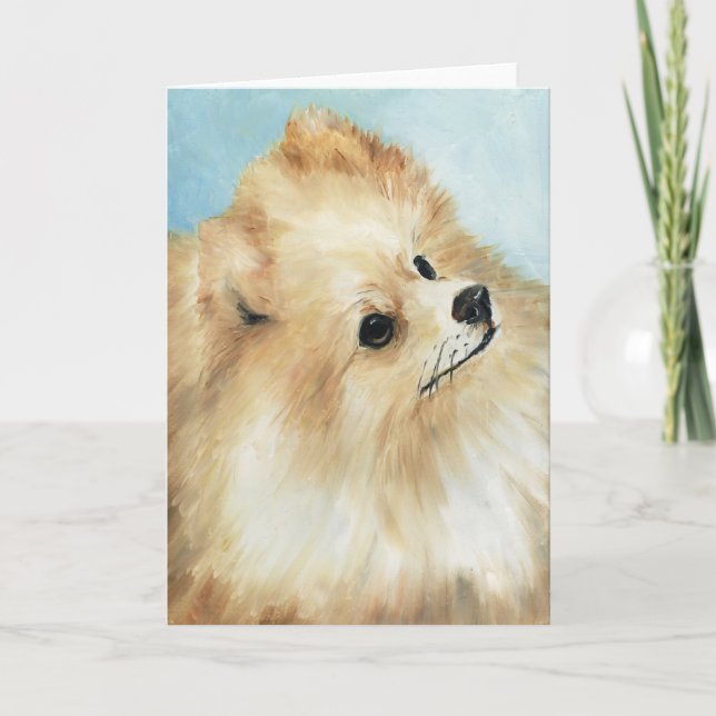 "Pommern Head Study" Hund Art Greeting Card Kort (Framsida)