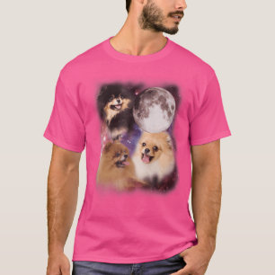 Pommern Howling Måne Hund älskare Parody Three Wol T Shirt